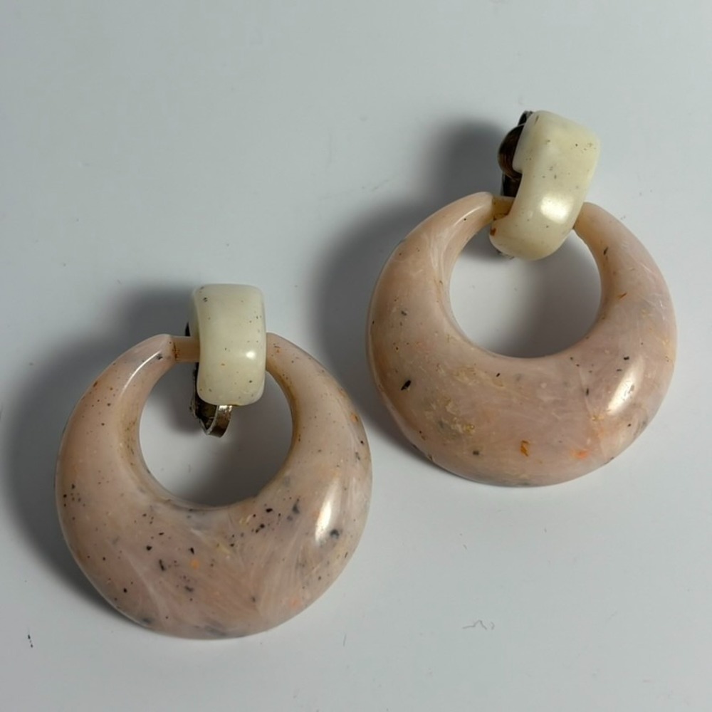 Earrings Vintage Pink Acrylic Chunky Doorknocker Retro Party‎ Outfit